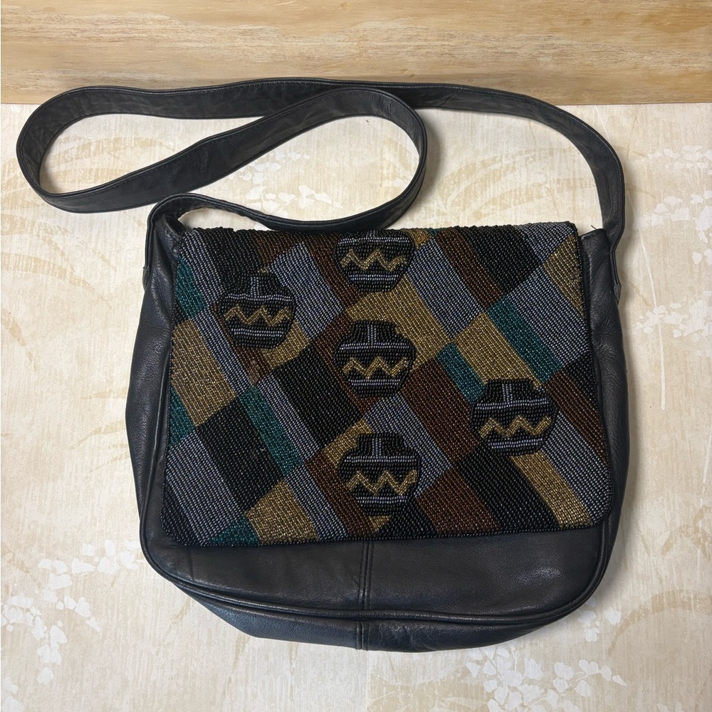 Elegant Black and Brown Crossbody Bag